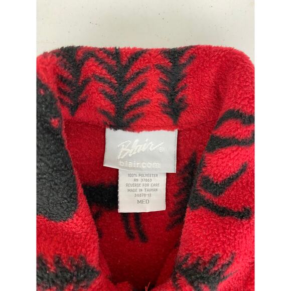 VTG Y2K Women Blair nature animal all-over print graphic fleece vest jacket M - Picture 4 of 4